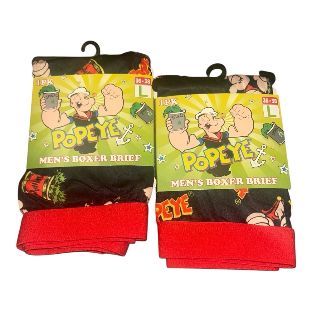 Popeye Boxer Briefs Men's L 36-38 2 Pack Graphic Novelty Underwear